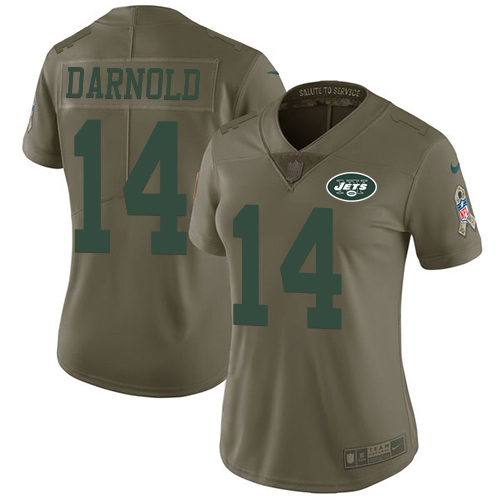Nike Jets #14 Sam Darnold Olive Women's Stitched NFL Limited Salute to Service Jersey